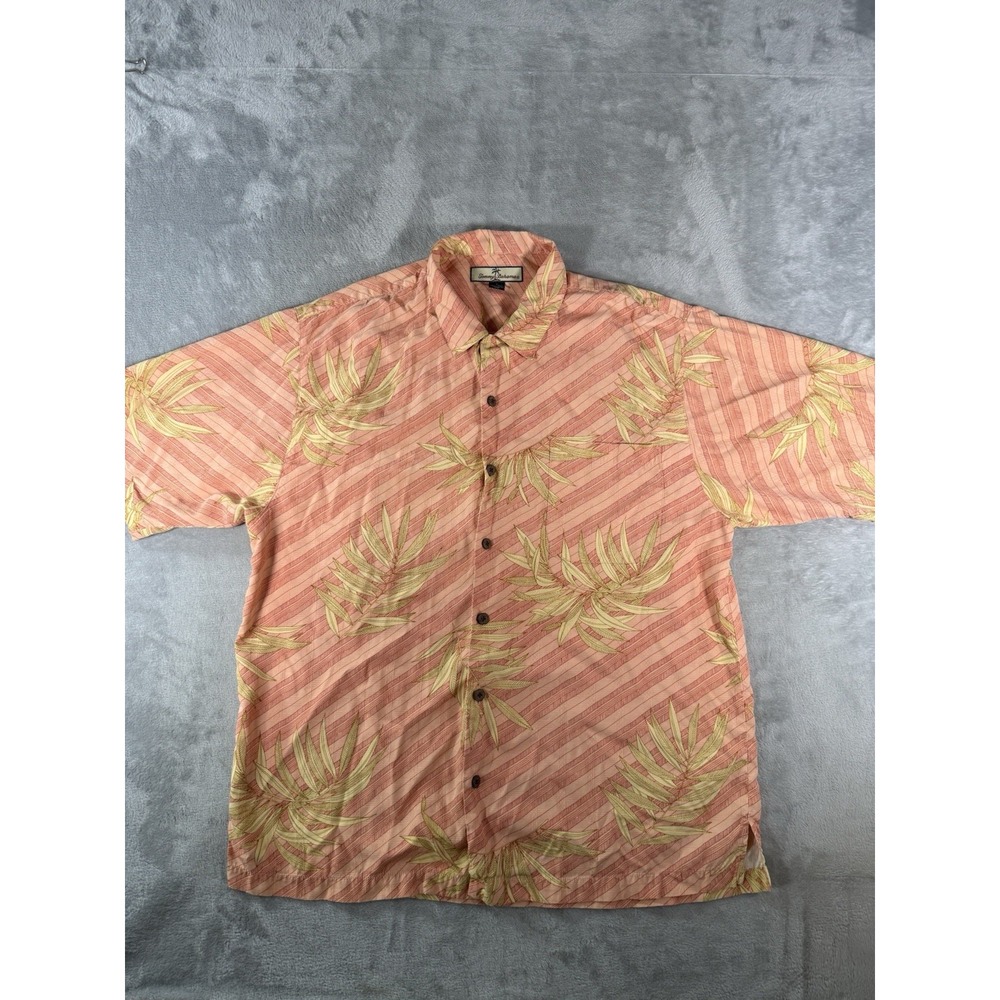 Tommy Bahama Shirt Mens Large Silk Floral Button Up Hawaian